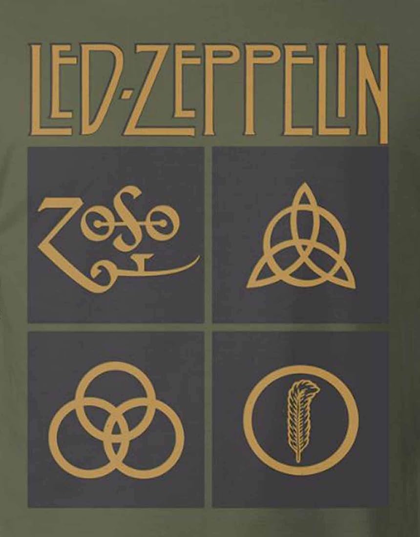 LED ZEPPELIN - GOLD SYMBOLS IN BLACK SQUARES .....XL