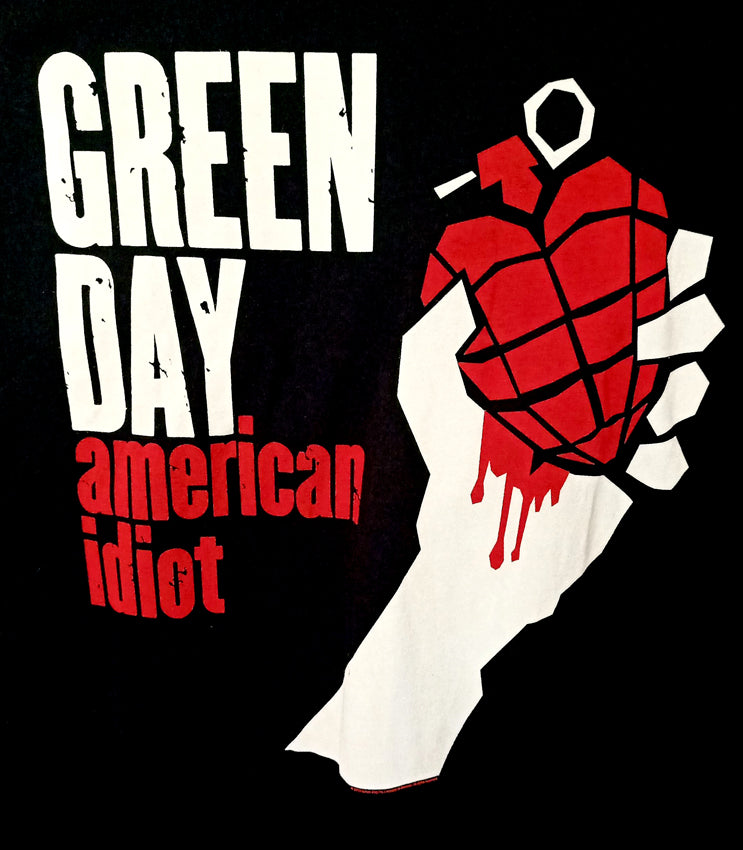 GREEN DAY UNISEX ZIPPED HOODIE :AMERICAN IDIOT w BACK PRINT .....L & XL