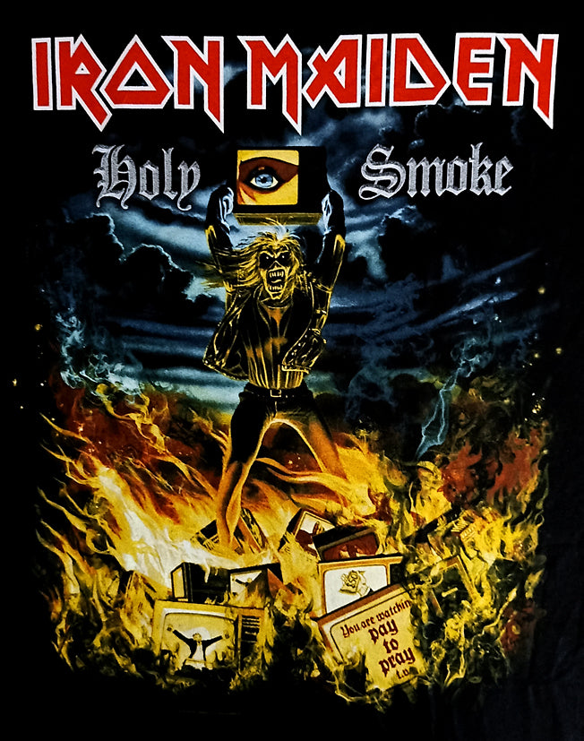 IRON MAIDEN - UNISEX T SHIRT - HOLY SMOKE ----- L