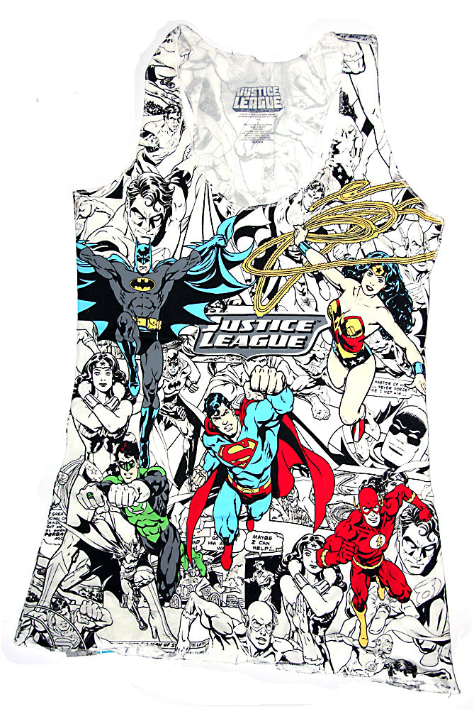 DC COMICS JUSTICE LEAGUE COLLAGE TANK TOP (LADIES) .....  L