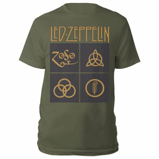 LED ZEPPELIN - GOLD SYMBOLS IN BLACK SQUARES .....XL