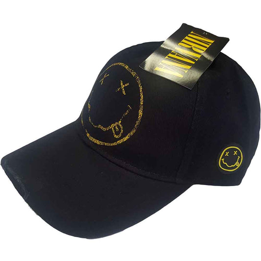 NIRVANA UNISEX BASEBALL CAP: LOGO - HAPPY FACE
