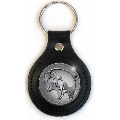 PINK FLOYD - PIG ICON ON LEATHER KEYRING