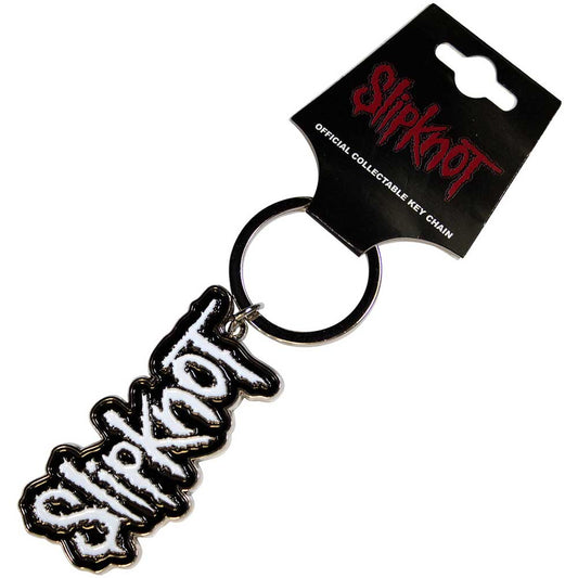 SLIPKNOT - WHITE LOGO BLACK BORDER KEYRING