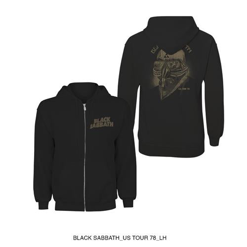 BLACK SABBATH UNISEX ZIPPED HOODIE: TOUR 1978 w BACK PRINT .....L